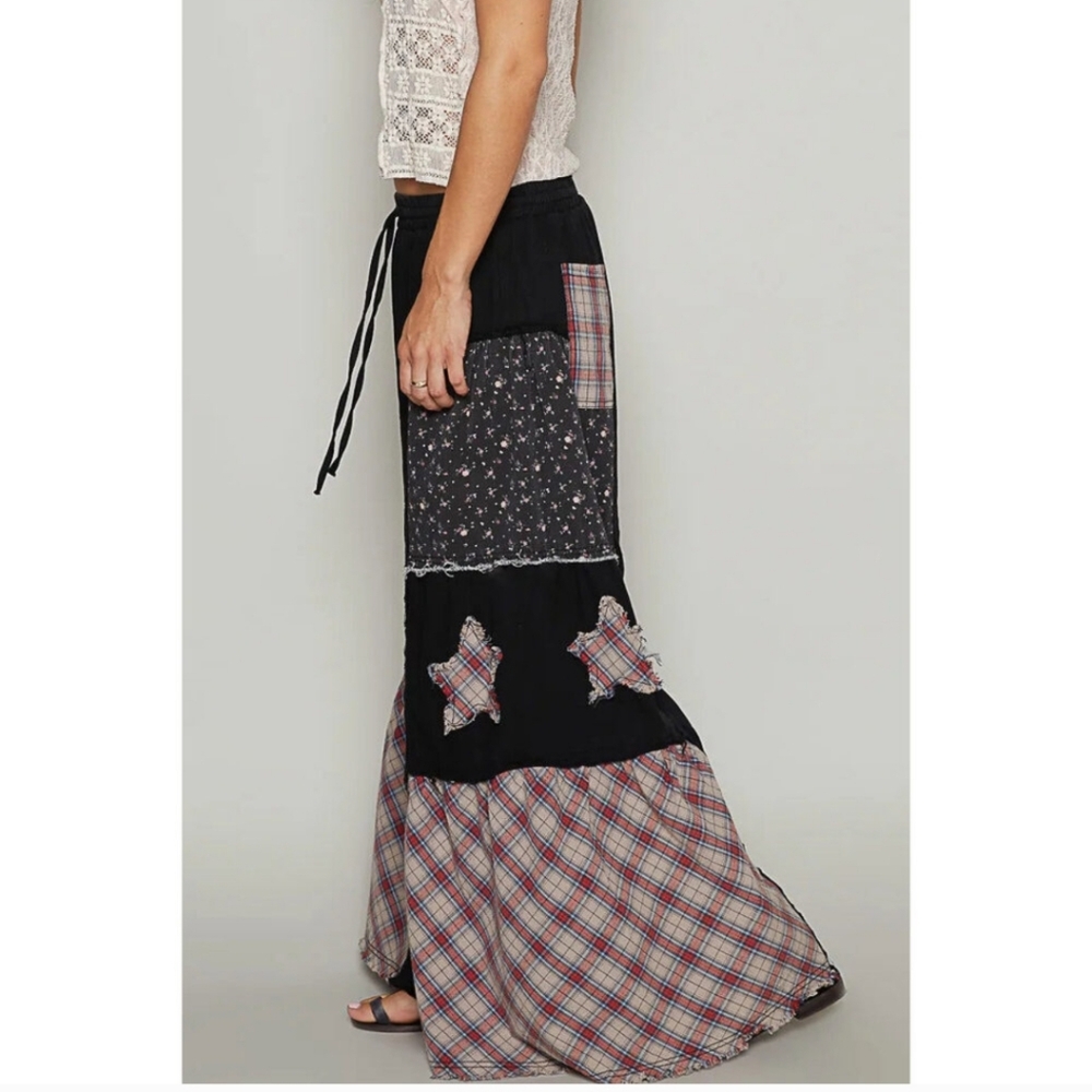POL Drawstring Star Patch Contrast Wide Leg Pants New Size Medium - Picture 3 of 6